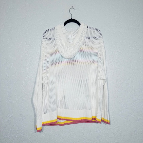 New Torrid White Stripe Pointelle Open Knit Boxy‎ Hoodie Sweater Size 2X - Picture 7 of 9